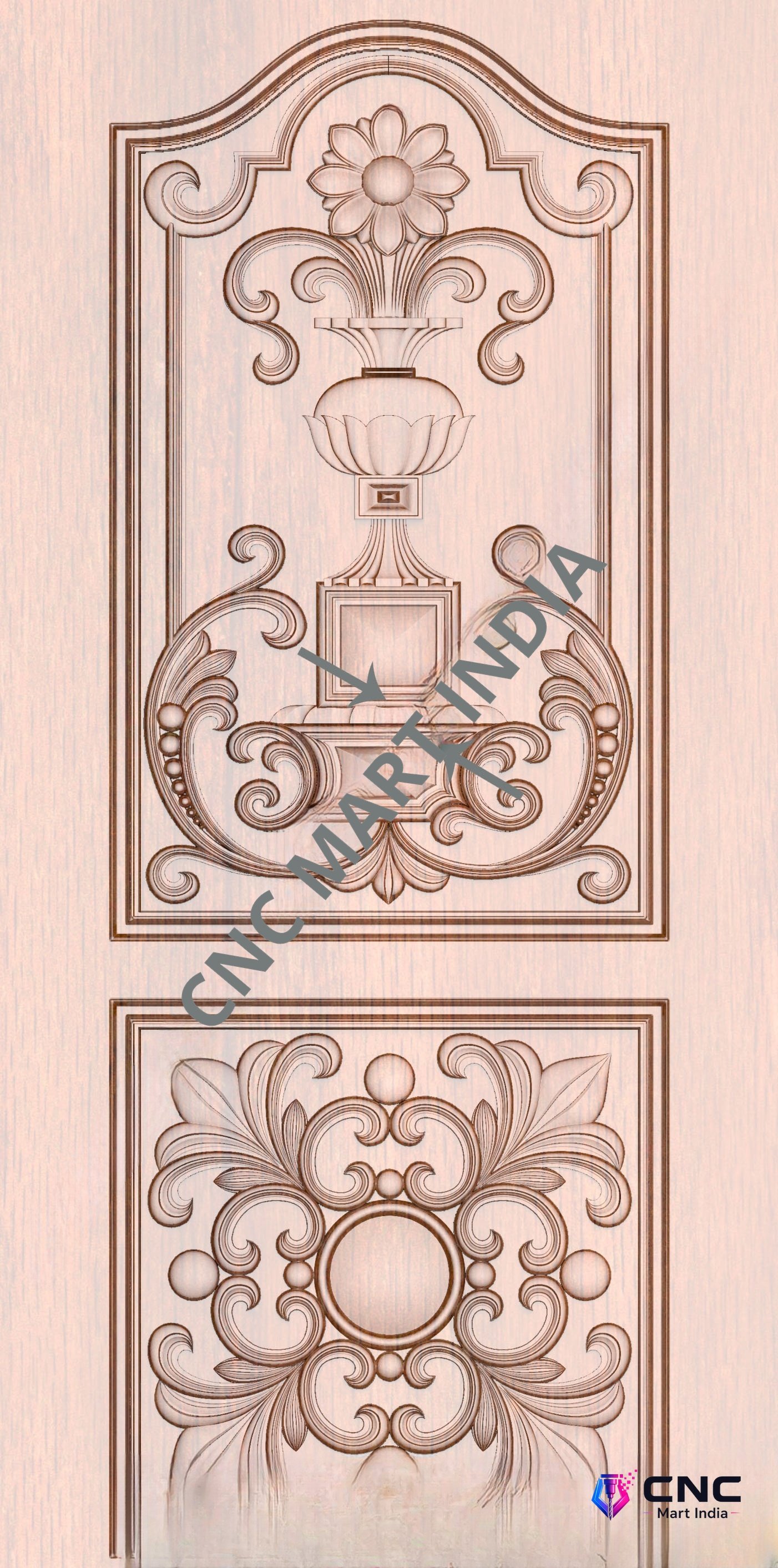Arch - ARCH-15 Classic Floral Urn Relief Carved Door Design